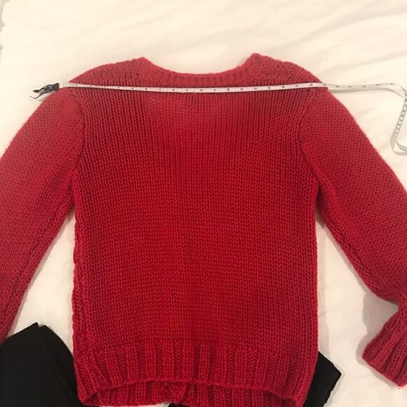 Hand made red acrylic knit cardigan Bennington - Picture 5 of 5
